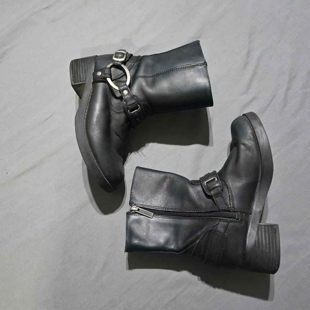 Harley-Davidson Women's Christa Black Harness Boots 6.5 Black Leather Moto Biker
